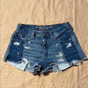 American Eagle Outfitters Distressed Blue Jean Shorts